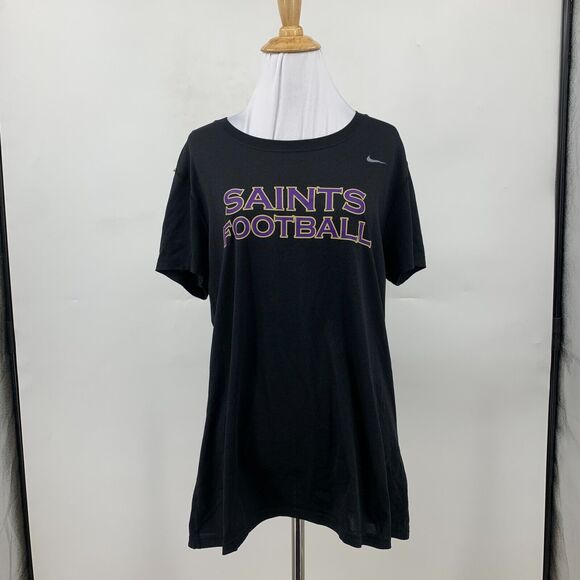 Nike Athletic Shirt Womens L Large Black Dri Fit Notre Dame Prep Saints Football - Picture 2 of 12